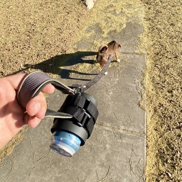 Beverage holder for dog leash