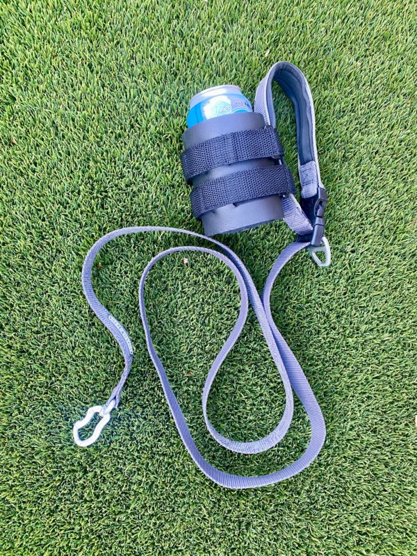 Dog leash can beverage holder