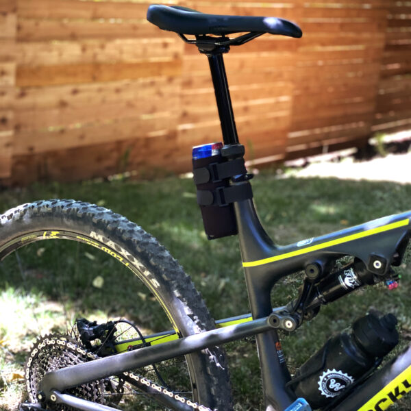 Bike frame seat post red bull energy drink can holder sleeve